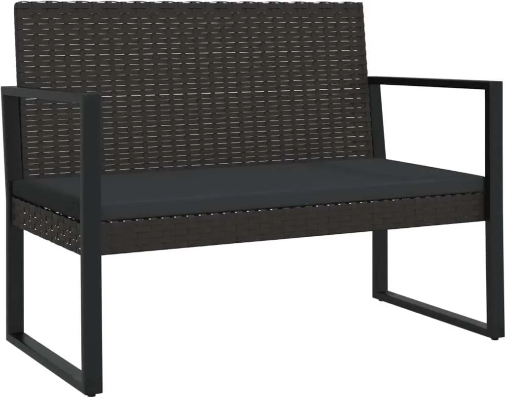 VidaXL Gartenbank Mit Kissen Schwarz 106 Cm Poly Rattan 1 VidaXL Gartenbank Mit Kissen Schwarz 106 Cm Poly Rattan