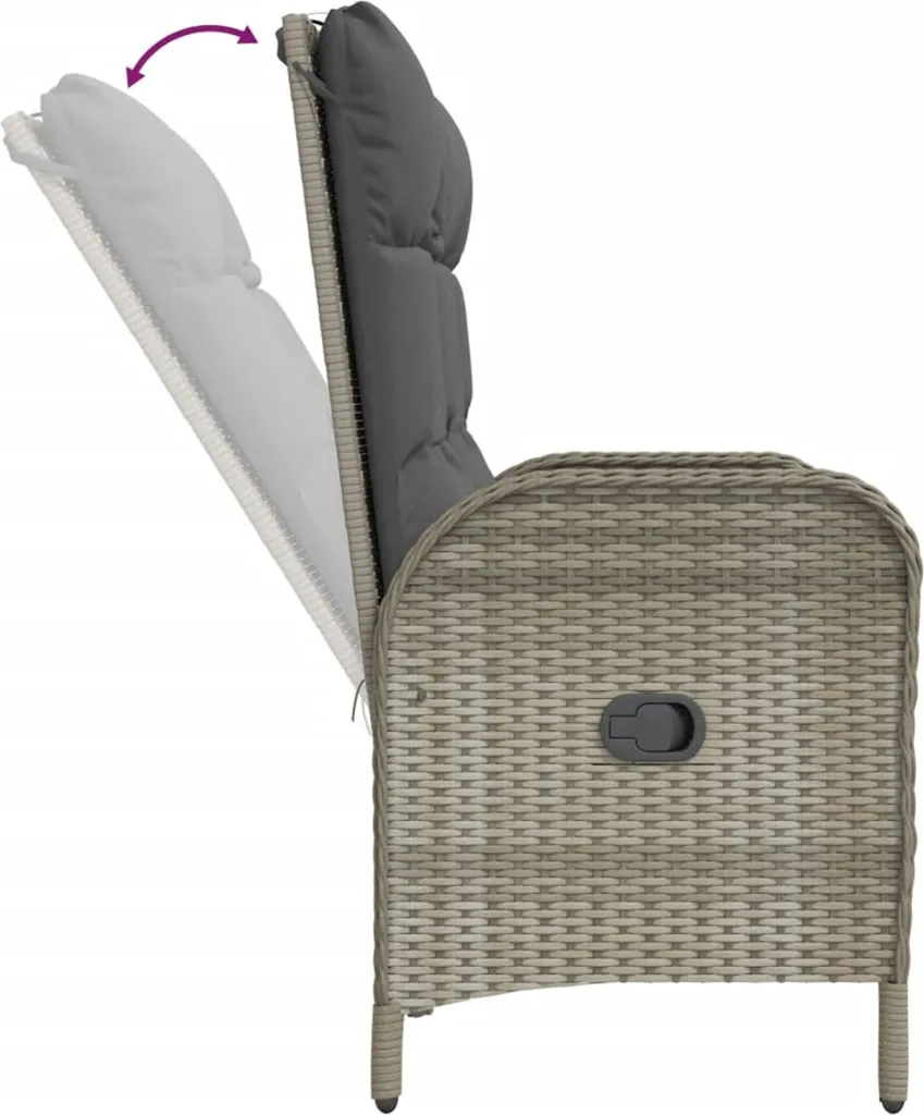 VIDAXL Gartenbank Mit Liegefunktion Und Kissen 107 Cm Poly Rattan Grau 7 VIDAXL Gartenbank Mit Liegefunktion Und Kissen 107 Cm Poly Rattan Grau – Bild 7