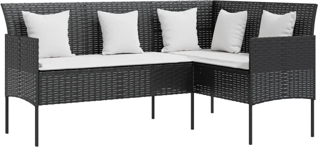 VidaXL Sofa In L-Form Mit Kissen Poly Rattan Schwarz 2 VidaXL Sofa In L-Form Mit Kissen Poly Rattan Schwarz – Bild 2