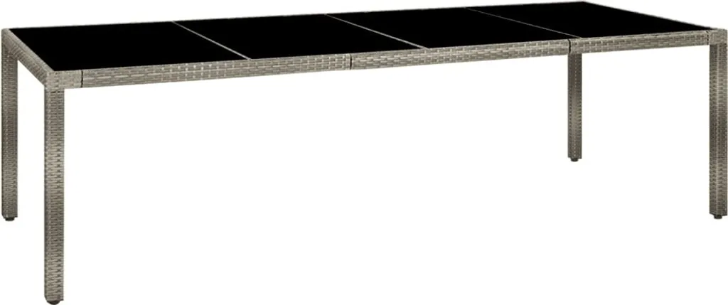 VidaXL Gartentisch Grau 250x100x75 Cm Hartglas Und Poly Rattan 1 VidaXL Gartentisch Grau 250x100x75 Cm Hartglas Und Poly Rattan