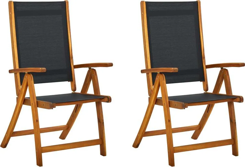 VidaXL Gartenstühle 2 Stk. Akazie Massivholz Und Textilene 1 VidaXL Gartenstühle 2 Stk. Akazie Massivholz Und Textilene