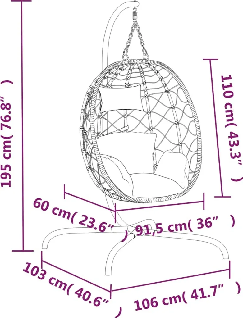 VidaXL Hängesessel Ei Mit Kissen Anthrazit Poly Rattan & Stahl 8 VidaXL Hängesessel Ei Mit Kissen Anthrazit Poly Rattan & Stahl – Bild 8