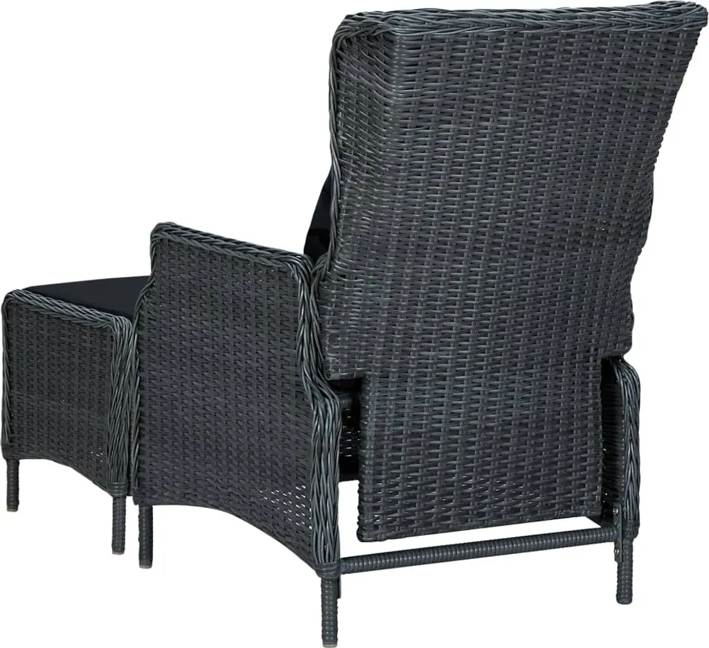 VidaXL Verstellbarer Gartensessel Mit Fußhocker Poly Rattan Dunkelgrau 4 VidaXL Verstellbarer Gartensessel Mit Fußhocker Poly Rattan Dunkelgrau – Bild 4