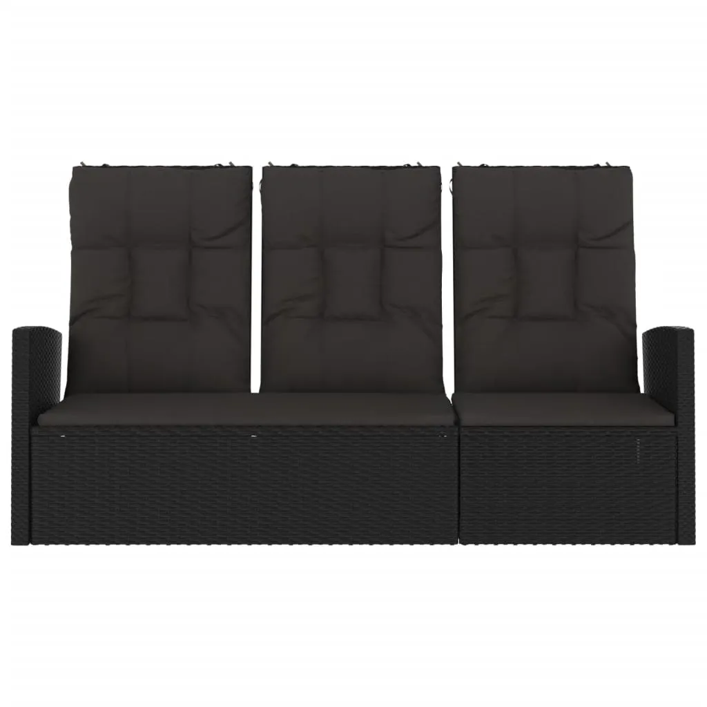 VidaXL Gartenbank Mit Liegefunktion & Kissen Schwarz 173cm Poly Rattan 4 VidaXL Gartenbank Mit Liegefunktion & Kissen Schwarz 173cm Poly Rattan – Bild 4