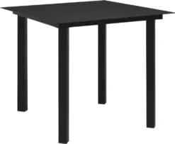 VidaXL Garten-Esstisch Schwarz 80x80x74 Cm Stahl Und Glas