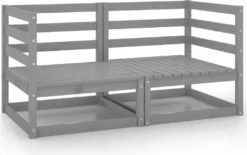 VidaXL Garten-Ecksofas 2 Stk. Grau Massivholz Kiefer