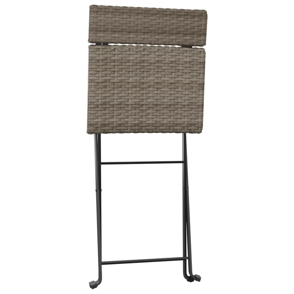 VidaXL 3-tlg. Bistro-Set Klappbar Grau Poly Rattan 5 VidaXL 3-tlg. Bistro-Set Klappbar Grau Poly Rattan – Bild 5