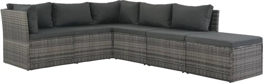 VidaXL 4-tlg. Garten-Lounge-Set Mit Polstern Poly Rattan Grau 3 VidaXL 4-tlg. Garten-Lounge-Set Mit Polstern Poly Rattan Grau – Bild 3