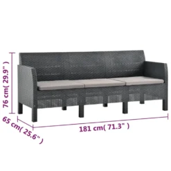 VidaXL 3-Sitzer Gartensofa Mit Kissen Anthrazit PP Rattan 9 VidaXL 3-Sitzer Gartensofa Mit Kissen Anthrazit PP Rattan -Kaufland 91602236d6d3a23f6661fd7b8cbeb00e