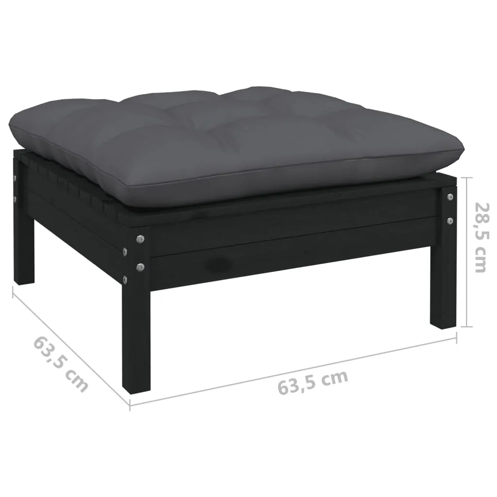 VidaXL 4-tlg. Garten-Lounge-Set Mit Kissen Schwarz Kiefernholz 7 VidaXL 4-tlg. Garten-Lounge-Set Mit Kissen Schwarz Kiefernholz – Bild 7