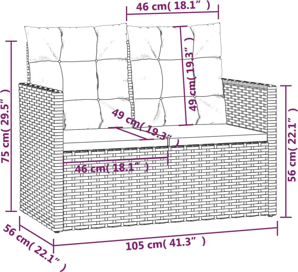 VidaXL Gartenbank Mit Kissen Grau 105 Cm Poly Rattan 8 VidaXL Gartenbank Mit Kissen Grau 105 Cm Poly Rattan – Bild 8
