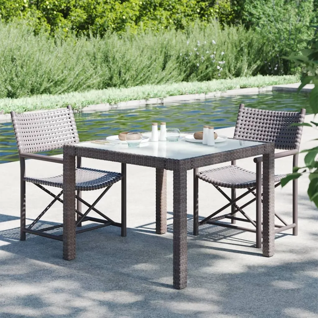 VidaXL Gartentisch 90x90x75 Cm Gehärtetes Glas Poly Rattan Braun 2 VidaXL Gartentisch 90x90x75 Cm Gehärtetes Glas Poly Rattan Braun – Bild 2