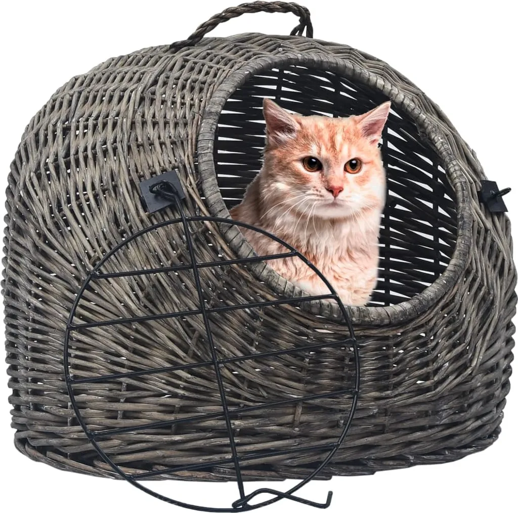 VidaXL Katzen-Transportkorb Grau 50x42x40 Cm Natürliche Weide 2 VidaXL Katzen-Transportkorb Grau 50x42x40 Cm Natürliche Weide – Bild 2