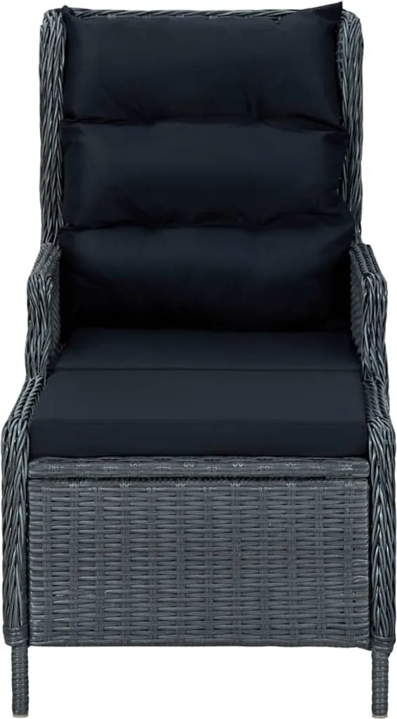 VidaXL Verstellbarer Gartensessel Mit Fußhocker Poly Rattan Dunkelgrau 2 VidaXL Verstellbarer Gartensessel Mit Fußhocker Poly Rattan Dunkelgrau – Bild 2