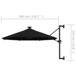 VidaXL Sonnenschirm Wandmontage Mit LEDs Und Metallmast 300 Cm Schwarz -Kaufland 953adfcd39fe67ad4079c0ea860fe55e