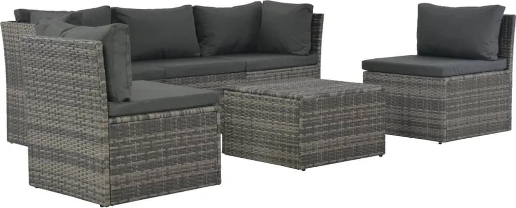 VidaXL 4-tlg. Garten-Lounge-Set Mit Polstern Poly Rattan Grau 1 VidaXL 4-tlg. Garten-Lounge-Set Mit Polstern Poly Rattan Grau