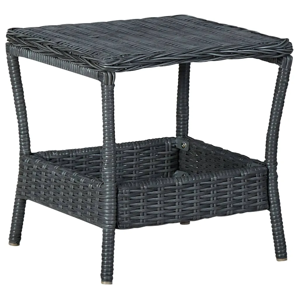 VidaXL Gartentisch Dunkelgrau 45x45x46,5 Cm Poly Rattan 1 VidaXL Gartentisch Dunkelgrau 45x45x46,5 Cm Poly Rattan