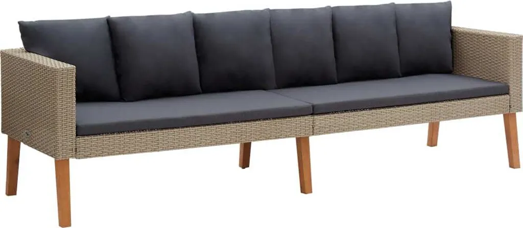 VidaXL 3-Sitzer-Gartensofa Mit Auflagen Poly Rattan Beige 1 VidaXL 3-Sitzer-Gartensofa Mit Auflagen Poly Rattan Beige