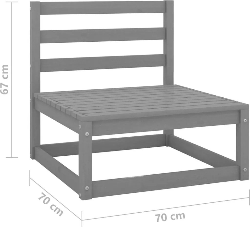 VidaXL Garten-Mittelsofas 2 Stk. Grau Kiefer Massivholz 6 VidaXL Garten-Mittelsofas 2 Stk. Grau Kiefer Massivholz – Bild 6