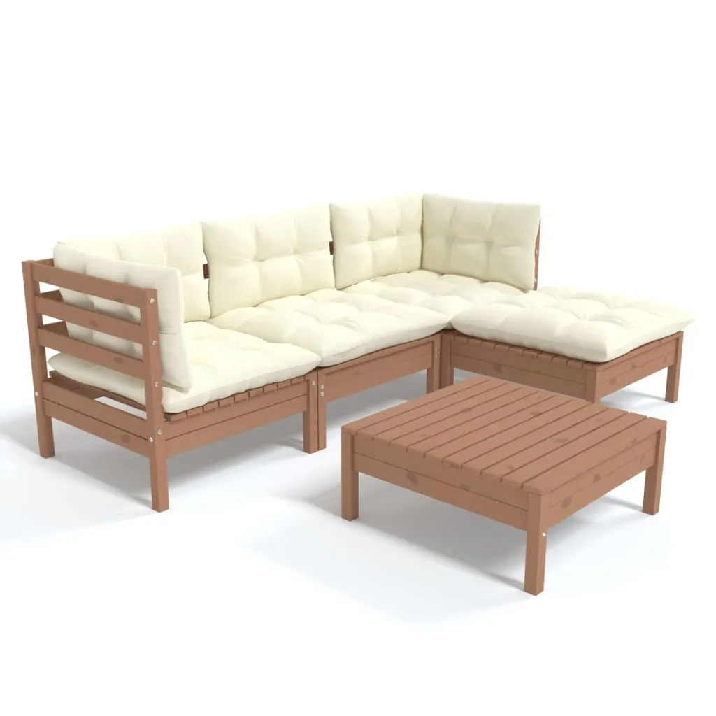 VidaXL 5-tlg. Garten-Lounge-Set Mit Kissen Honigbraun Kiefernholz 1 VidaXL 5-tlg. Garten-Lounge-Set Mit Kissen Honigbraun Kiefernholz