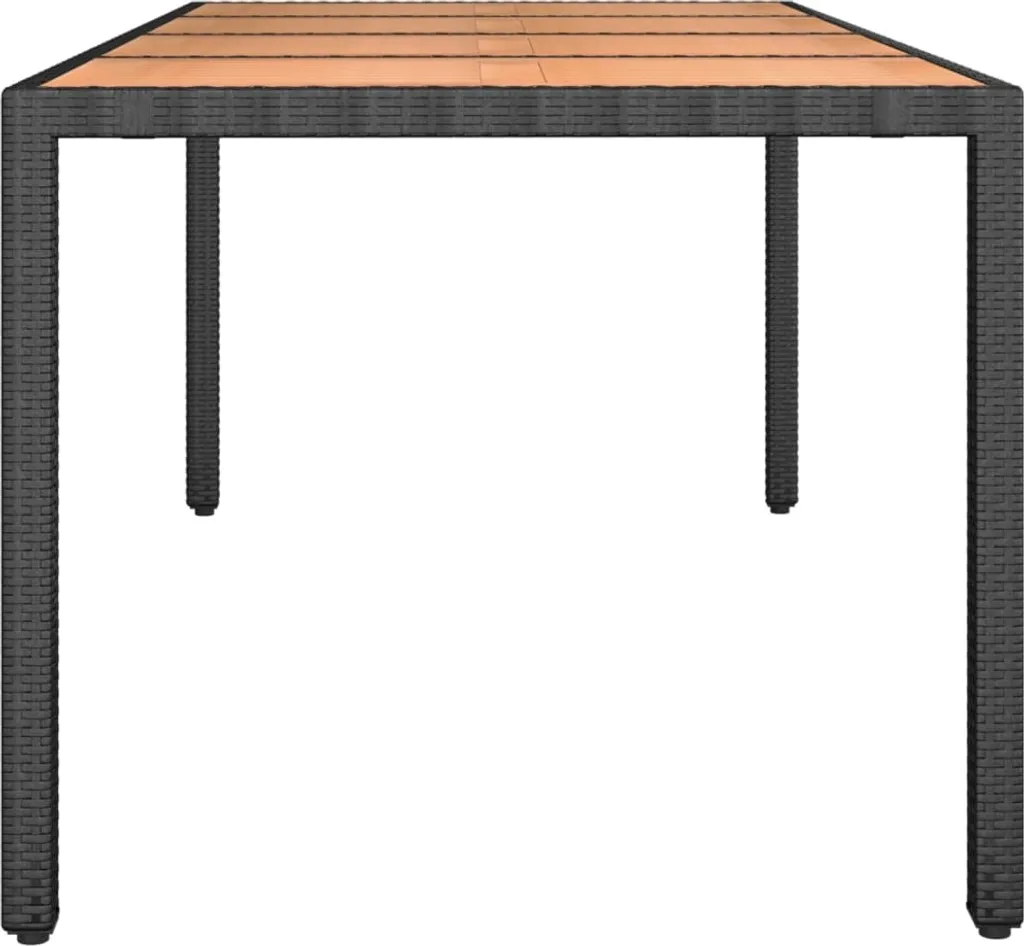 VidaXL Gartentisch Mit Holzplatte Schwarz Poly Rattan & Akazienholz 4 VidaXL Gartentisch Mit Holzplatte Schwarz Poly Rattan & Akazienholz – Bild 4