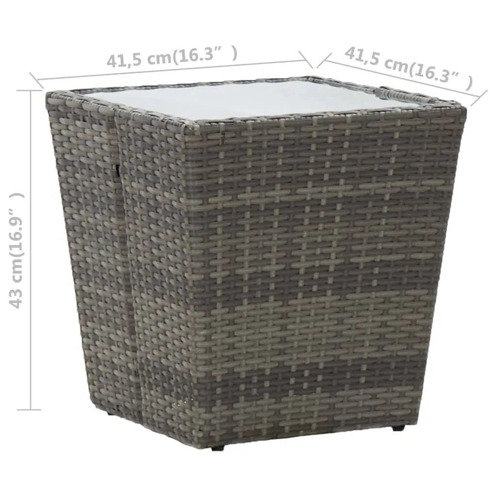 VidaXL Beistelltisch Grau 41,5×41,5×43 Cm Poly Rattan Und Hartglas 6 VidaXL Beistelltisch Grau 41,5×41,5×43 Cm Poly Rattan Und Hartglas – Bild 6