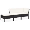 VIDAXL 3-tlg. Garten-Lounge-Set Mit Auflagen Poly Rattan Schwarz