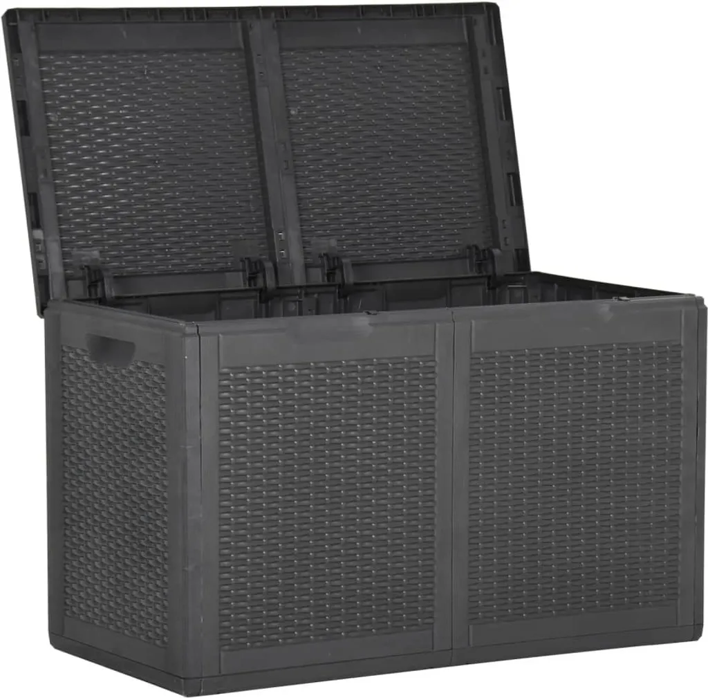 VidaXL Garten-Aufbewahrungsbox 180 L Schwarz PP Rattan 2 VidaXL Garten-Aufbewahrungsbox 180 L Schwarz PP Rattan – Bild 2