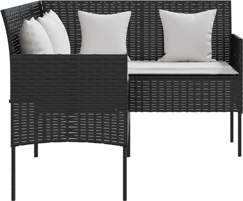 VidaXL Sofa In L-Form Mit Kissen Poly Rattan Schwarz 4 VidaXL Sofa In L-Form Mit Kissen Poly Rattan Schwarz – Bild 4