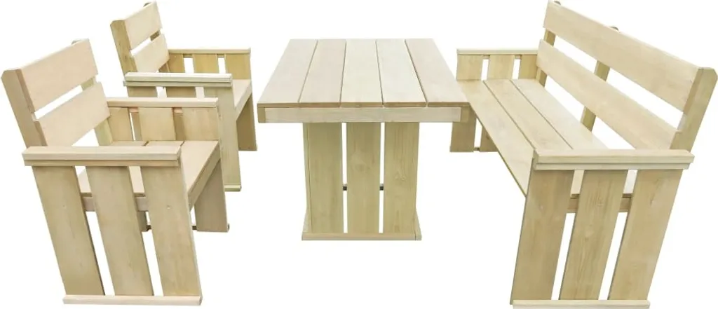 VidaXL 4-tlg. Garten-Essgruppe Hochwertiges Imprägniertes Kiefernholz 1 VidaXL 4-tlg. Garten-Essgruppe Hochwertiges Imprägniertes Kiefernholz