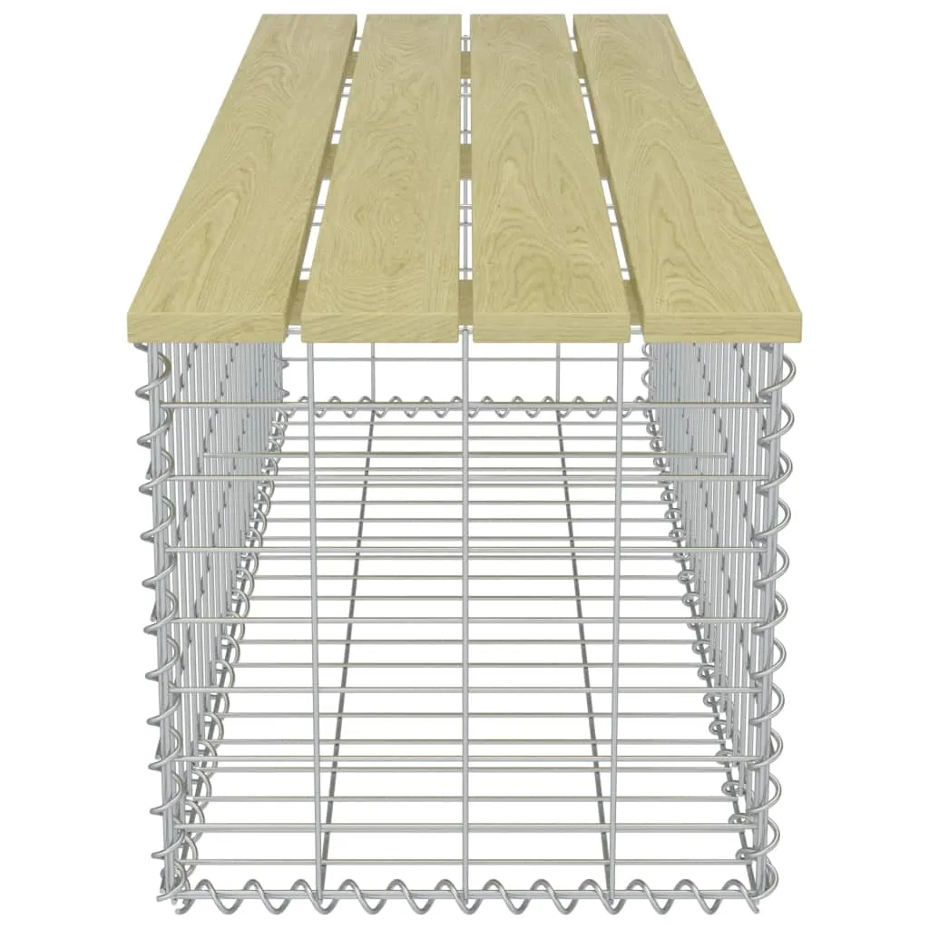 VidaXL Gabionen-Bank 120 Cm Verzinkter Stahl Und Kiefernholz 5 VidaXL Gabionen-Bank 120 Cm Verzinkter Stahl Und Kiefernholz – Bild 5