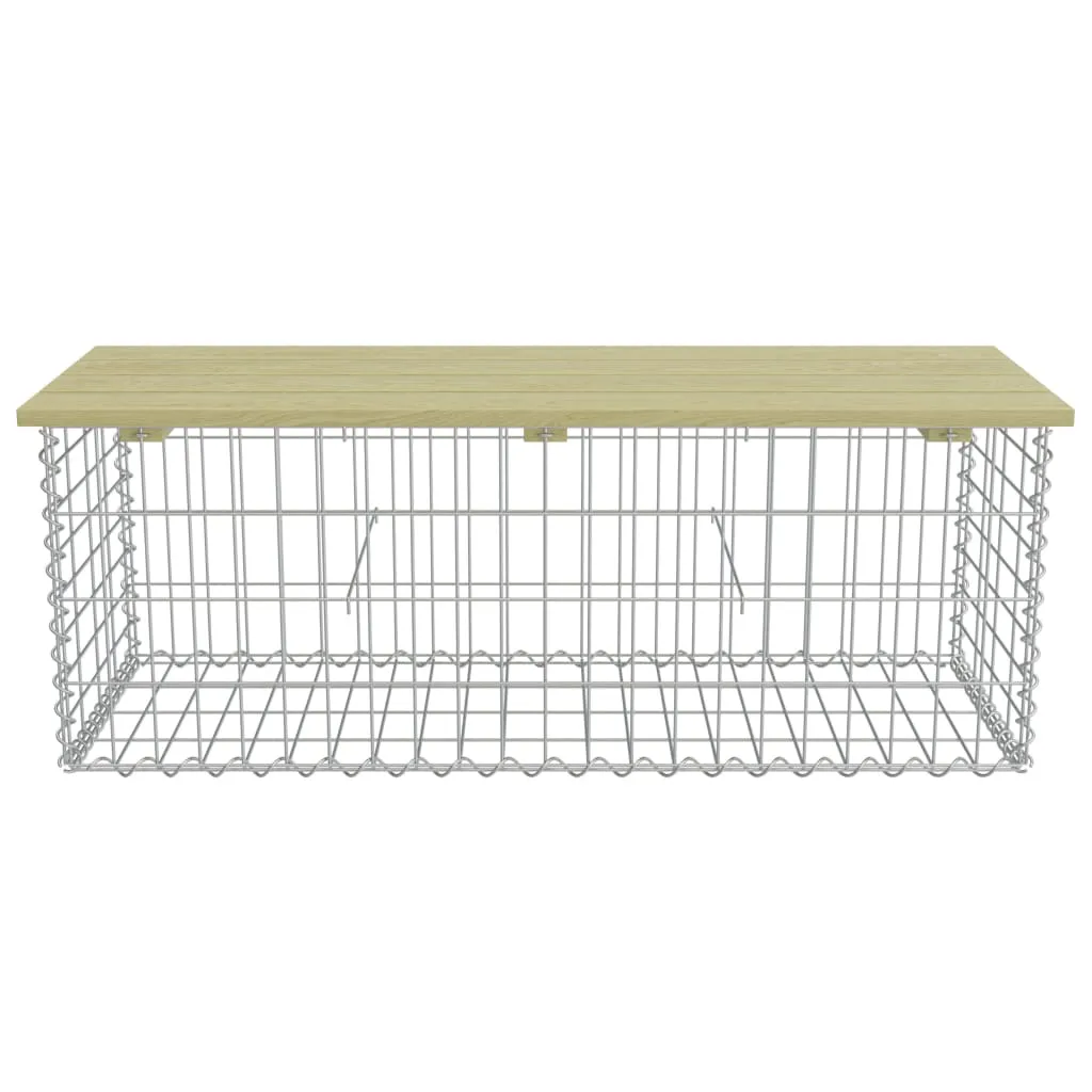 VidaXL Gabionen-Bank 120 Cm Verzinkter Stahl Und Kiefernholz 4 VidaXL Gabionen-Bank 120 Cm Verzinkter Stahl Und Kiefernholz – Bild 4