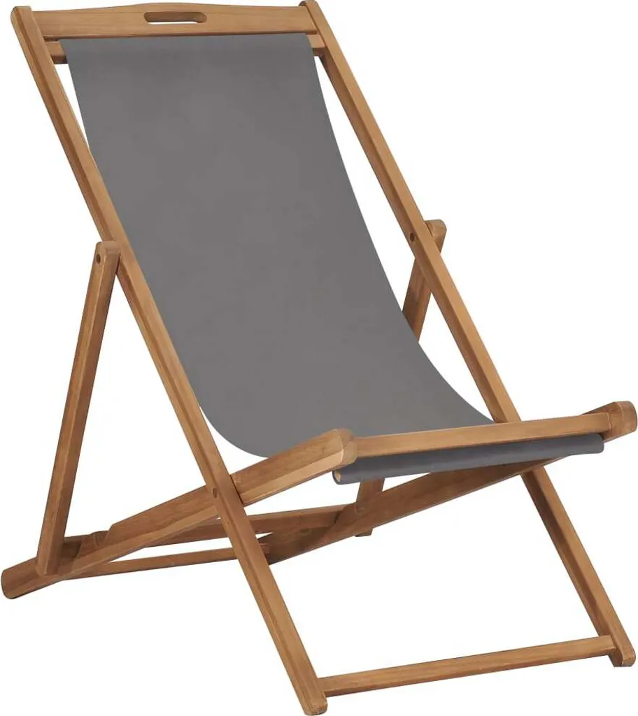 VidaXL Strandstuhl Klappbar Massivholz Teak Grau 1 VidaXL Strandstuhl Klappbar Massivholz Teak Grau