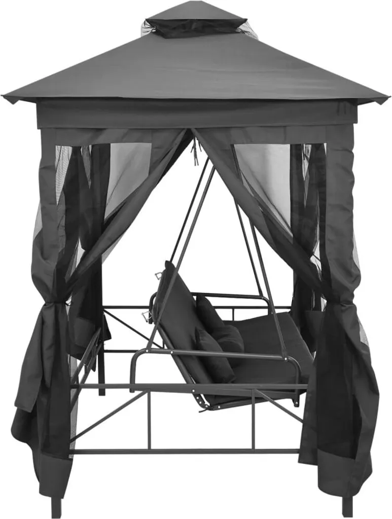 VidaXL Gartenschaukel Mit Bettfunktion Und Dach 220×160×240 Cm Stahl 3 VidaXL Gartenschaukel Mit Bettfunktion Und Dach 220×160×240 Cm Stahl – Bild 3