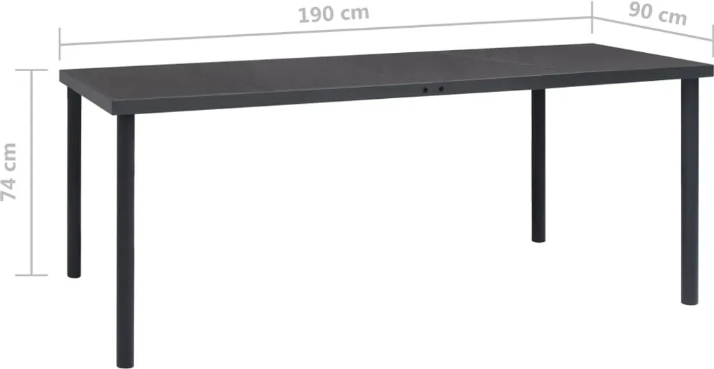 VidaXL Outdoor-Esstisch Anthrazit 190x90x74 Cm Stahl 6 VidaXL Outdoor-Esstisch Anthrazit 190x90x74 Cm Stahl – Bild 6