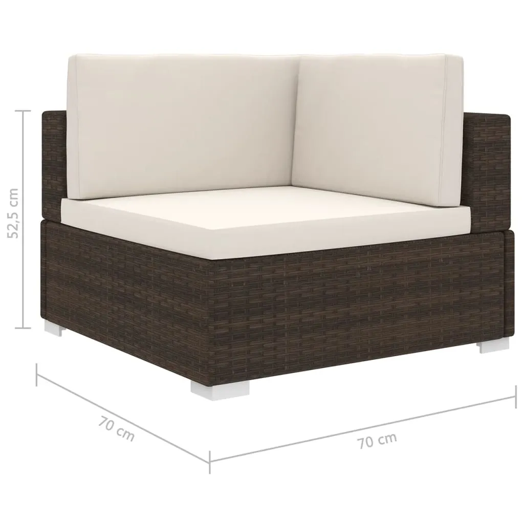 VidaXL Modular-Sofa-Eckteil 1 Stk. + Auflagen Poly Rattan Braun 6 VidaXL Modular-Sofa-Eckteil 1 Stk. + Auflagen Poly Rattan Braun – Bild 6