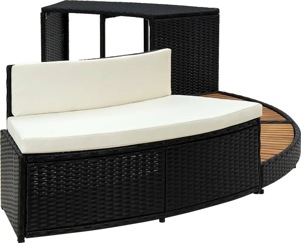 VidaXL Whirlpool-Umrandung Schwarz Poly Rattan Und Akazienholz 4 VidaXL Whirlpool-Umrandung Schwarz Poly Rattan Und Akazienholz – Bild 4
