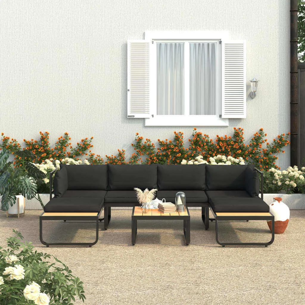 VidaXL 4-tlg. Garten-Ecksofa-Set Mit Auflagen Aluminium Und WPC 2 VidaXL 4-tlg. Garten-Ecksofa-Set Mit Auflagen Aluminium Und WPC – Bild 2