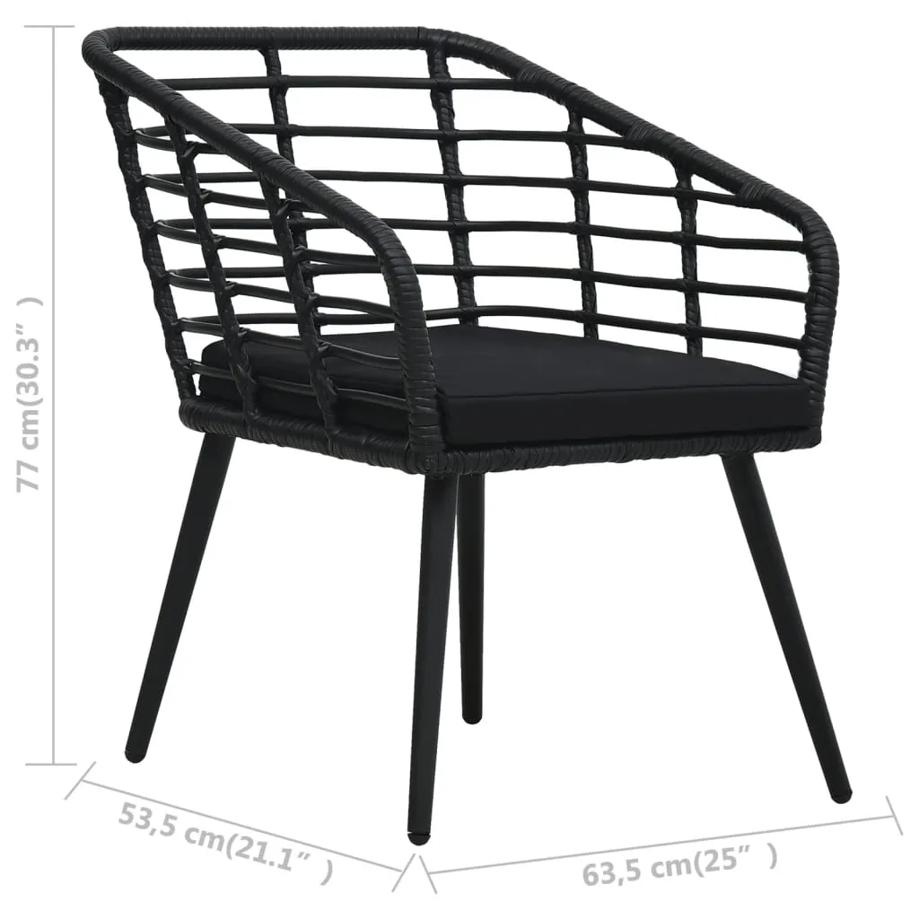 VidaXL Gartenstühle 2 Stk. Mit Auflagen Poly Rattan Schwarz 8 VidaXL Gartenstühle 2 Stk. Mit Auflagen Poly Rattan Schwarz – Bild 8