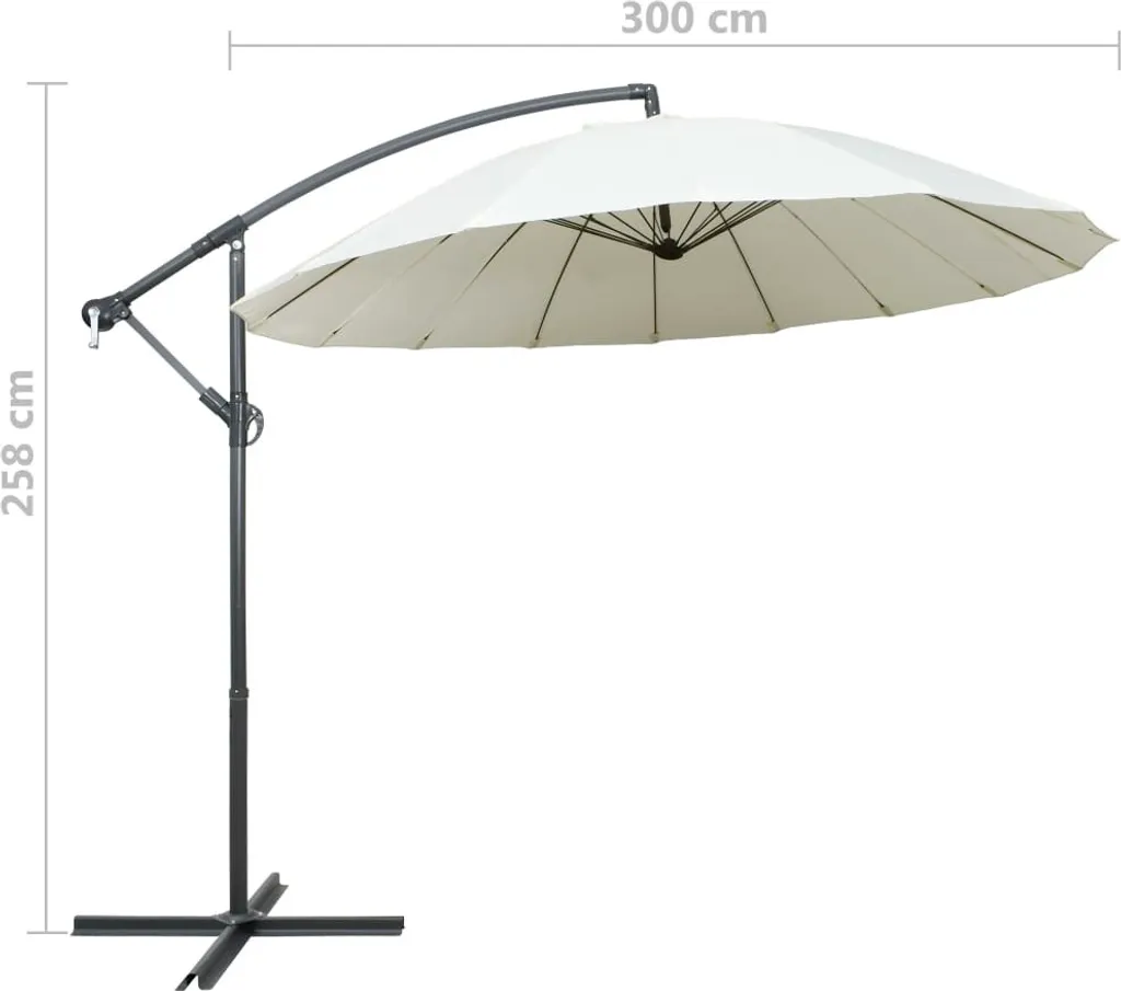 VidaXL Ampelschirm Weiß 3 M Aluminium-Mast 9 VidaXL Ampelschirm Weiß 3 M Aluminium-Mast – Bild 9