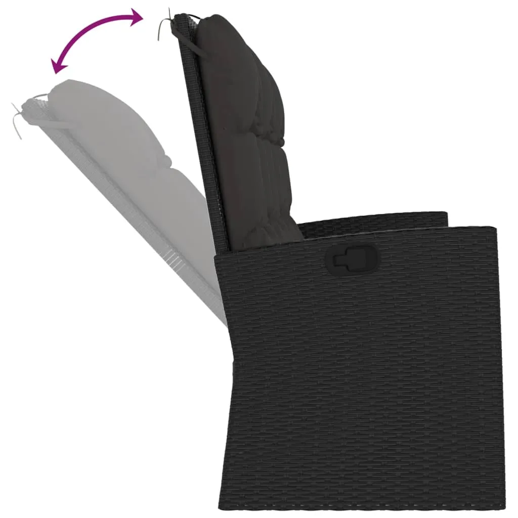 VidaXL Gartenbank Mit Liegefunktion & Kissen Schwarz 173cm Poly Rattan 7 VidaXL Gartenbank Mit Liegefunktion & Kissen Schwarz 173cm Poly Rattan – Bild 7