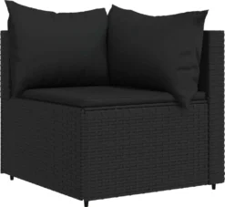 VidaXL Garten-Ecksofa Mit Kissen Schwarz Poly Rattan
