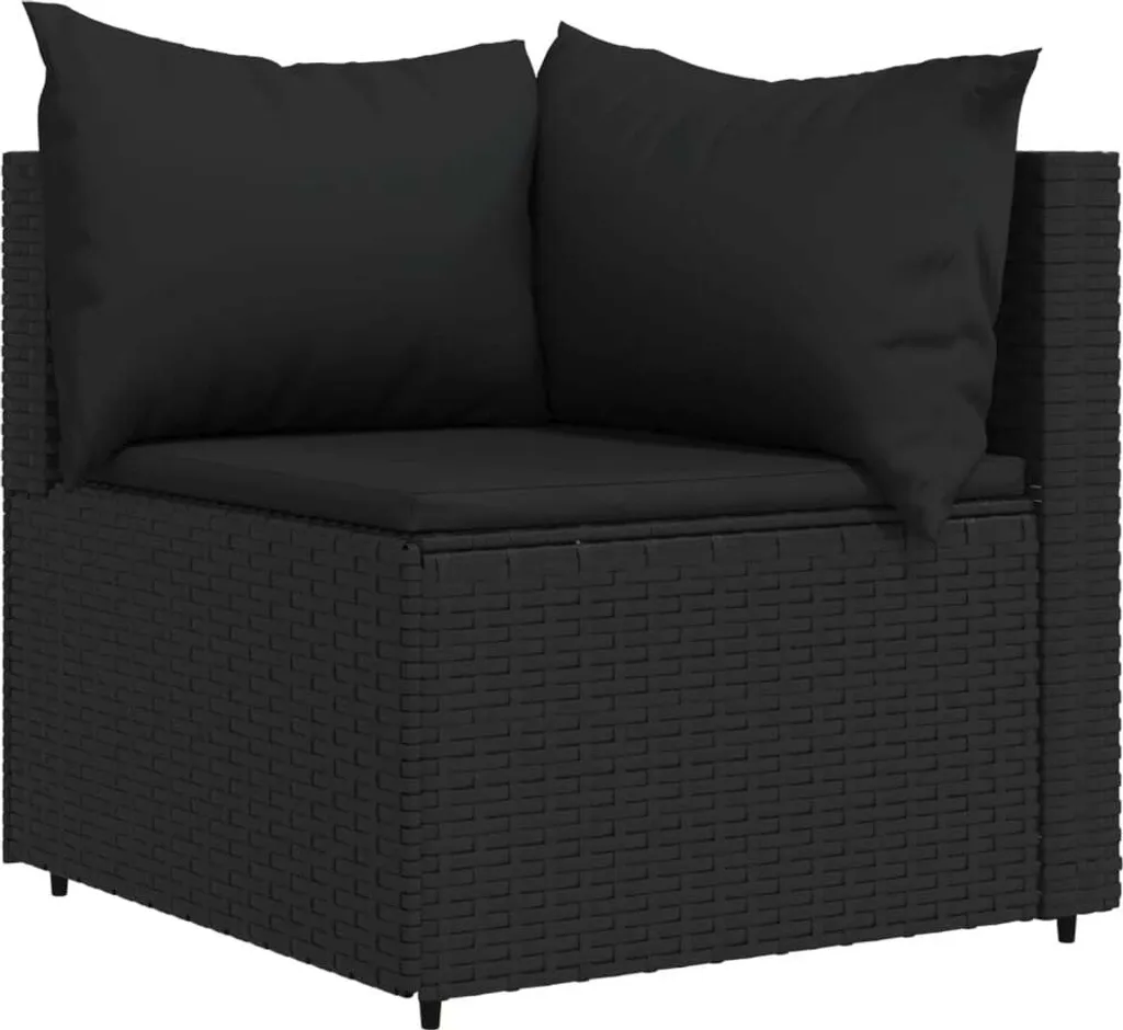 VidaXL Garten-Ecksofa Mit Kissen Schwarz Poly Rattan 1 VidaXL Garten-Ecksofa Mit Kissen Schwarz Poly Rattan