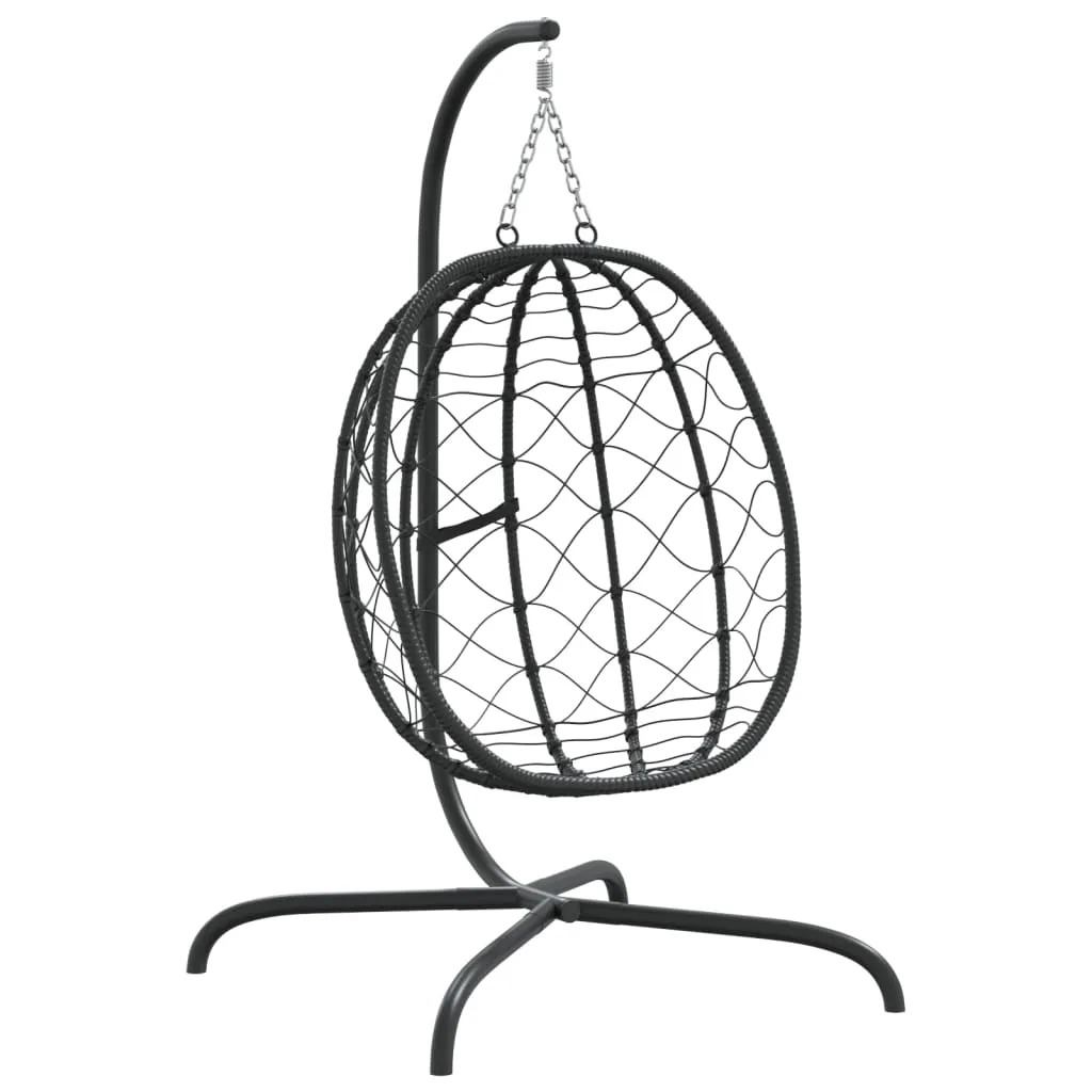 VidaXL Hängesessel Ei Mit Kissen Anthrazit Poly Rattan & Stahl 7 VidaXL Hängesessel Ei Mit Kissen Anthrazit Poly Rattan & Stahl – Bild 7