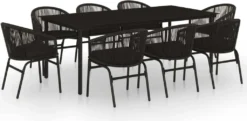 VidaXL 9-tlg. Garten-Essgruppe Schwarz