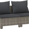 VidaXL Gartensofa 2-Sitzer Mit Kissen Grau Poly Rattan