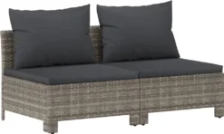 VidaXL Gartensofa 2-Sitzer Mit Kissen Grau Poly Rattan