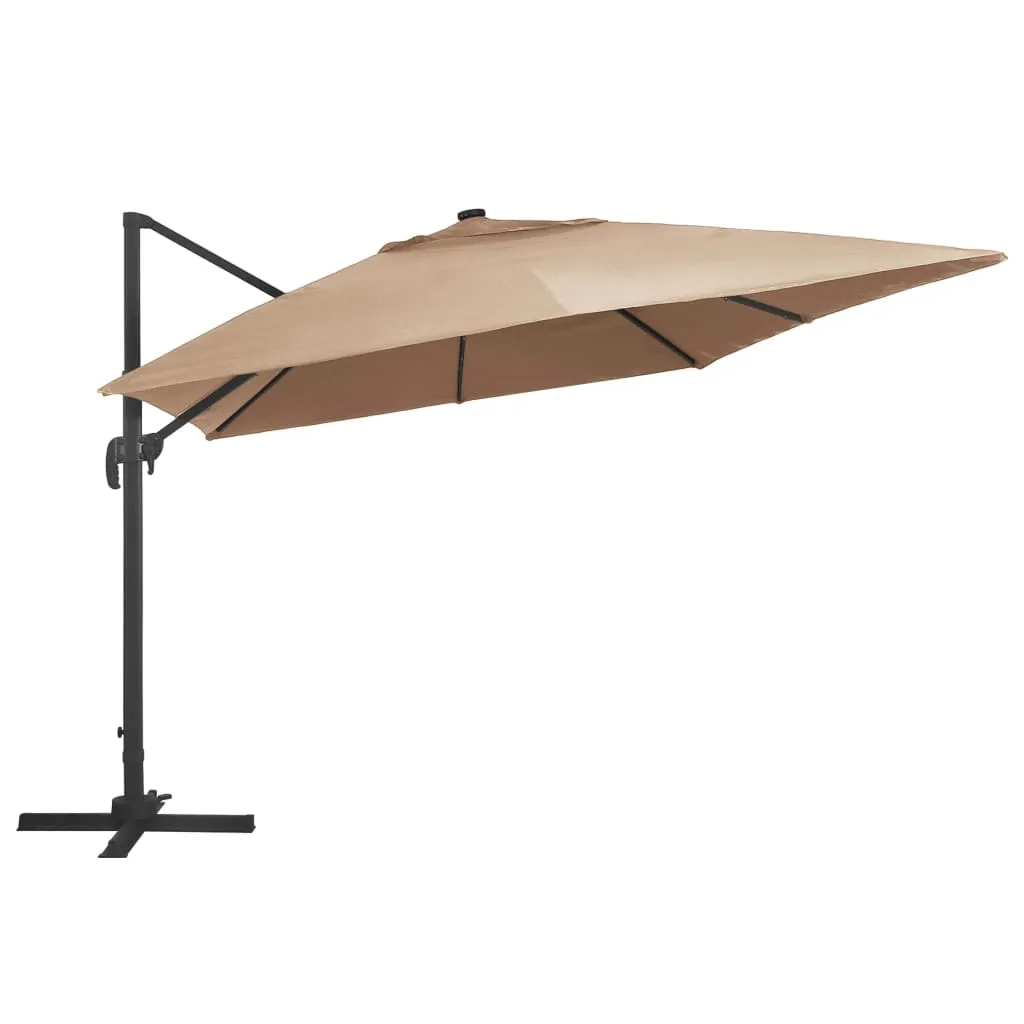 VidaXL Ampelschirm Mit LED-Leuchten Und Aluminium-Mast 400x300cm Taupe 3 VidaXL Ampelschirm Mit LED-Leuchten Und Aluminium-Mast 400x300cm Taupe – Bild 3