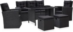 VidaXL 6-tlg. Garten-Lounge-Set Mit Kissen Poly Rattan Schwarz