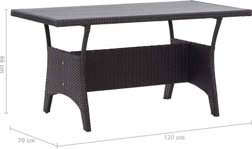 VidaXL Gartentisch Schwarz 120x70x66 Cm Poly Rattan 6 VidaXL Gartentisch Schwarz 120x70x66 Cm Poly Rattan – Bild 6